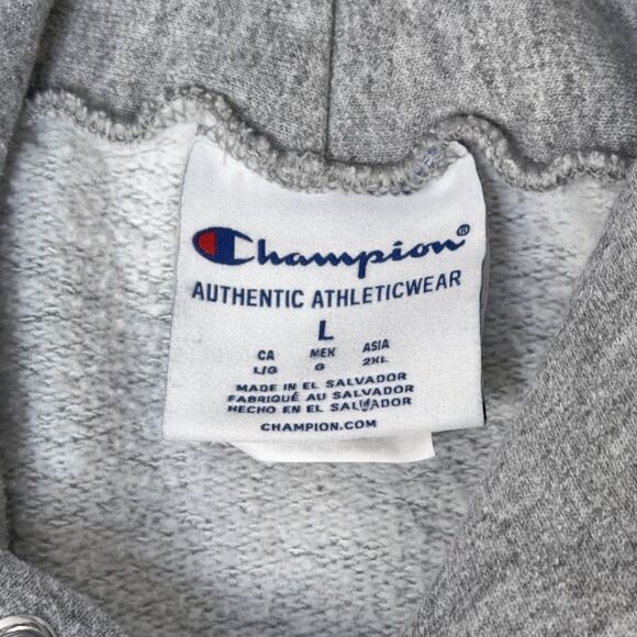 Champion KU Kansas Jayhawks Hoodie Men's Size Large Grey Pullover Athleticwear - Picture 7 of 11